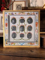 Renaissance Revival Grotesche Painted Frame With Neoclassical Grand Tour Intagli