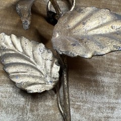 Italian Tole Metal Rose Wall Hook Antique Gold Finish 6″ MCM VTG