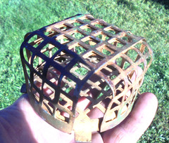 Vintage Metal Wire Flower Frog Dome Cage Floral Arranger Rustic Patina