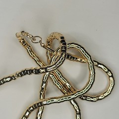 48″ Brutalist Articulated Necklace Modernist Gold Metal Snake Coil Necklace