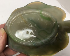 Slag Glass Akro Agate Vintage Green Leaf Trinket Soap Dish