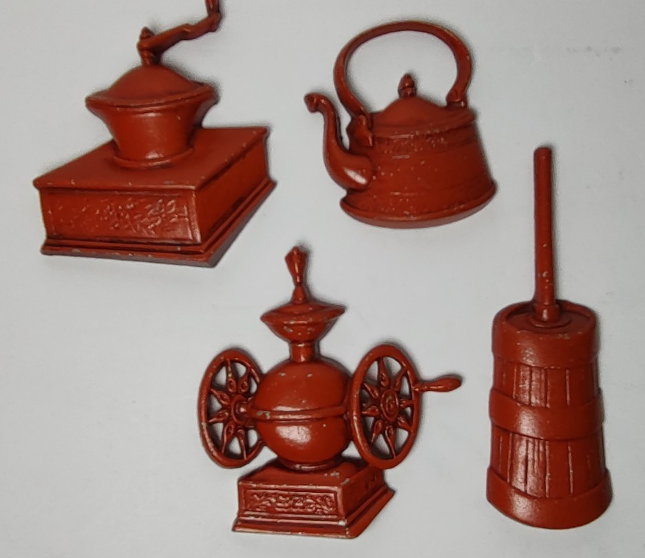 Vintage Sexton Cast Metal Hanging Wall Decor 4 Piece Orange