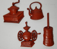 Vintage Sexton Cast Metal Hanging Wall Decor 4 Piece Orange