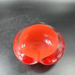 Hand Blown Red Heart Glass Paperweight Figurine Cased Heavy Glass Figure VTG