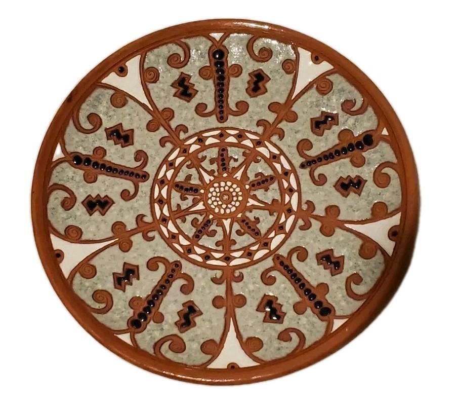 Original Signed BONIS Pottery Greece Wall Art Plate Terracotta Hand Made (2016)