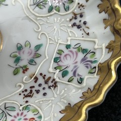 Antique Dresden? Coat Of Arms Porcelain Hand Painted Chamberstick Repaired