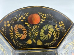 Vintage Metal Stenciled Tole Painted Bread Bowl 11″ x 11″ x 3″ High ~ Colorful