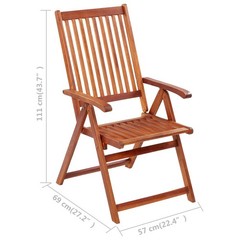 Outdoor Recliner Chairs 6 Pcs Patio Chair with Cushions Solid Wood Acacia vidaXL