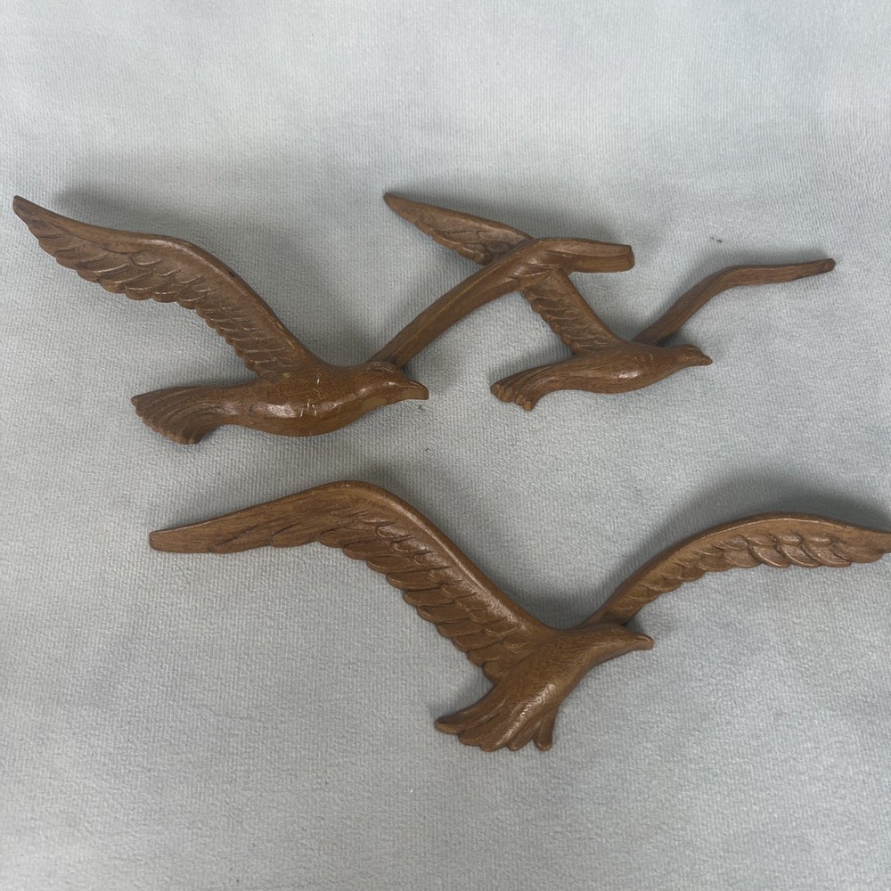 Vintage Set 2 Homco Seagulls Birds Flight Wall Art Decor Plastic MCM