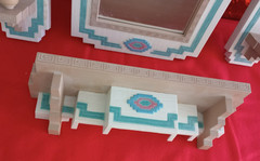 Vintage Home Interiors Southwest Aztec Mirror/Shelf/Candle Sconces