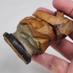VTG ANRI Hand Carved Wooden Big Mouth Toothpick Match Holder Man Figure Folk Art