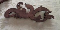 Vintage Set 3 Wall Appliques Plaques Rococo Scroll Hollywood Regency Brown Gold