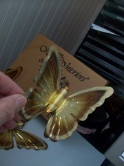 Set 3 vintage Home Interiors brass bronze tone metal butterflies wall decor OBOX