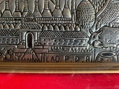Vintage,Handmade Metal Wall Art, LAO.PDR-Laos Landmarks Framed Decor,15×10.5×1.5