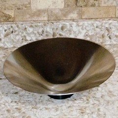 Modernist Jorgen Moller Footed Bowl Complet Royal Copenhagen Stainless Steel 11″