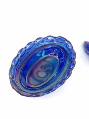 Mini AND Medium Carnival Cobalt Blue Mosser Hen on Nest Salt Cellar / Trinket