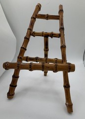 Vintage Scorched Bamboo Tabletop Easel – Chinoiserie / Boho Chic Display Stand