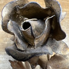 Italian Tole Metal Rose Wall Hook Antique Gold Finish 6″ MCM VTG