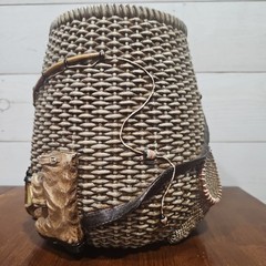 Vintage Fishing Wastebasket 3D Bass Fish Pole Resin Cabin Lodge Decor Trash Can