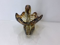 Vintage Hand Blown Glass Swan – Large Shaped Dish 11″- Unbranded
