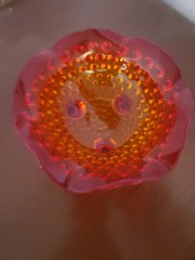 Vintage Amberina Hobnail Footed Dish Bowl