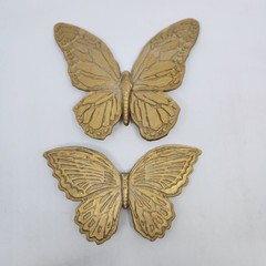 Pair Homco Butterflies T7040 & T7041 Plastic Gold Painted Made In USA 1971