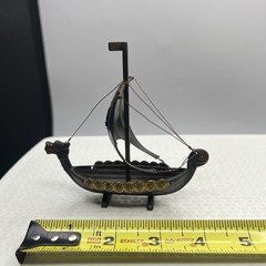Viking Ship Iron Model Copper Brass 4 1/2″ Long Norway Vintage Travel Souvenir