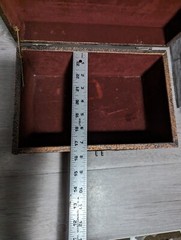 Vintage Wood Keepsake Trinket Box Metal Embossed w/Cherub Relief Treasure Decor