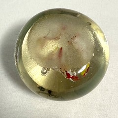 Hand Blown Art Glass Paperweight Orange Yellow White Abstract Art Glass Eye-Like