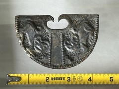 PHENOMENAL PRE-COLUMBIAN SILVER JAGUAR EFFIGY NOSE RING PENDANT GORGET PERU, COA