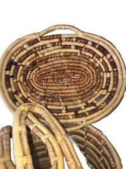 Large Rattan 😊 Wicker Brown Lidded Basket With Handles Fun
