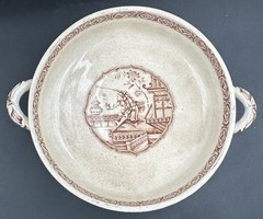 Antique 1878 Aesthetic Transferware Footed Bowl Ridgway Sparks & Ridgway Yeddo