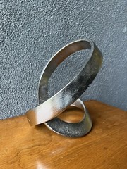 Mental Abstract Ribbon Sculpture Metal Art Modernist Mid Century Mcm