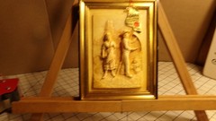 Vintage French Floralix Detailed Relief Framed Wall Decor Man & Woman Farmers