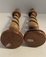 Hand Carved Olive Wood Spiral Candle Holders Pair Holy Land Barley Twist