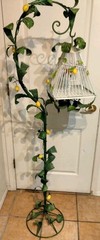 VINTAGE 1960’S ITALIAN TOLEWARE 64″ FREE STANDING NOVELTY DECORATIVE BIRDCAGE