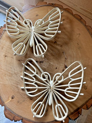 2 Vtg 1975 Ivory Color Burwood Butterfly Wall Décor Whimsical Fairy Boho MCM