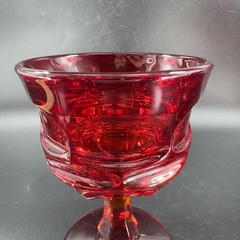 Fostoria Argus Ruby Red Water Goblet Heavy Champagne Glasses Cups Set 2 VTG