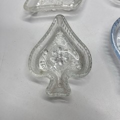 VTG Indiana Glass Lot Card Suit Trinket Dishes Clover Diamond Heart Etc