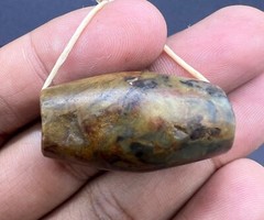 Rare Ancient Old Natural Jade Stone Bactrian Bead From North Afghanistan