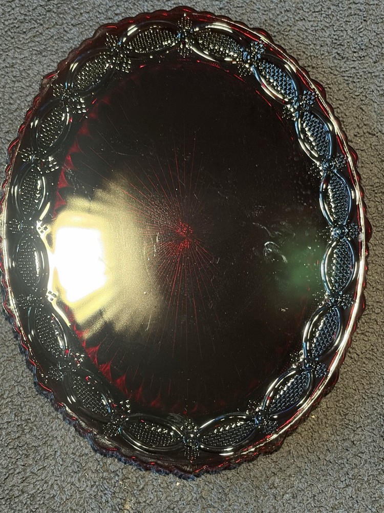 Avon 1876 Cape Cod Ruby Red Collection Large 13.5″ Oval Serving Platter New