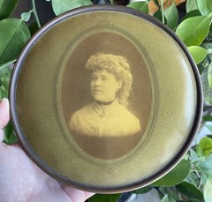 Antique 7.25″ Victorian – Edwardian Portrait Photo Button Wall Art 1800s Clarke