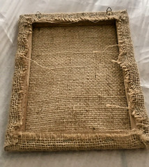 Rustic Wine Grapes Glasses Bottle Picture 5 x 7 on Burlap Neutral Colors Class