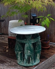 TABLE vtg circle of friends mayan aztec mexican candle garden sculpture western