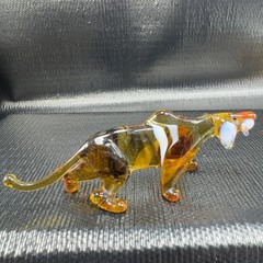 Venetian Art Glass Hand Blown Tiger Cat Hand Made Italian Glass Figurine Figure