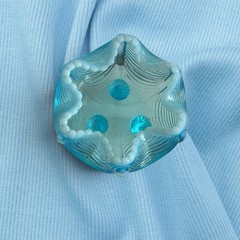 Vintage Fenton Blue Drape Opalescent Footed Rose Bowl Vase