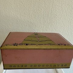 Vtg Gales Chocolates Tin Hinged Lid Candy Box Art Deco Lady Shabby Chic Belle