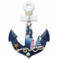 1PC New Anchor Maritime Decoration Wood Wall Hanging Hook Ship Sailboat Gift US