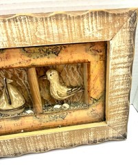 Coastal Shadow Box Wall Art Lighthouse Sailboat Seagull Nautical Decor 2002 Vtg