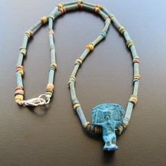 NILE Ancient Egyptian Shu Amulet Mummy Bead Necklace ca 300 BC